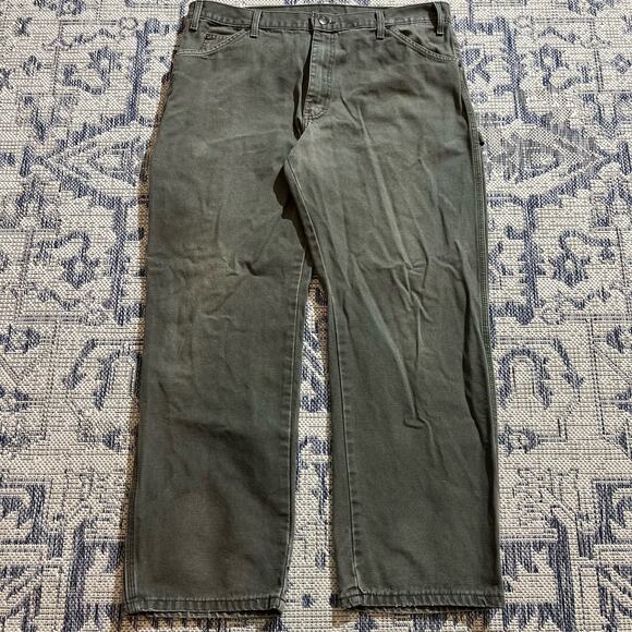 VTG Y2K Green Dickies Carpenter Work Pants SZ 38 x 29 Wide Leg - Picture 5 of 7